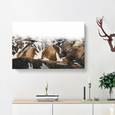 Mountains Under Mist In Iceland - Wrapped Canvas