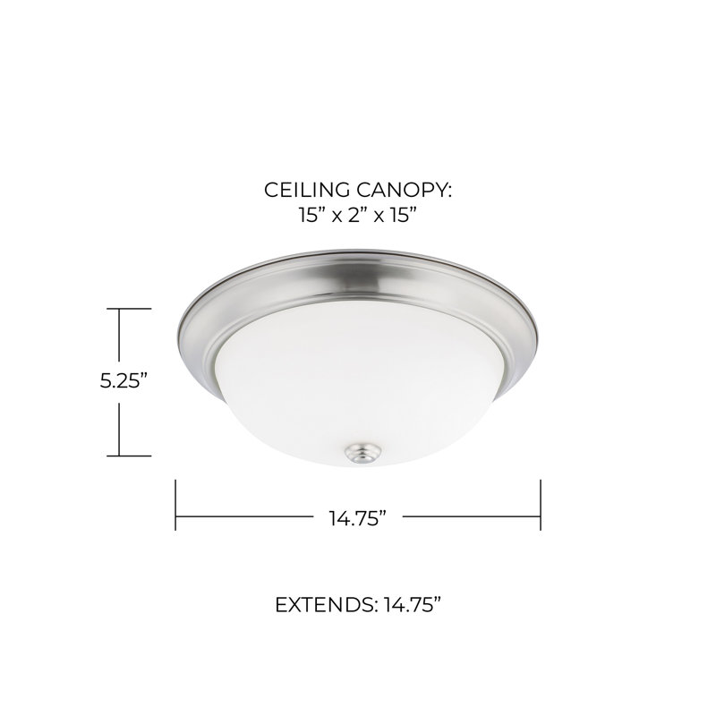 Plafonnier encastré circulaire simple 14,75 po Grapevine, Verre blanc doux, Nickel brossé