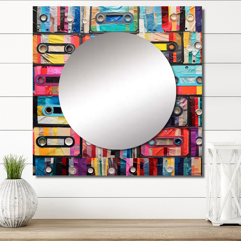 Prospero - Cassette Tapes Square Living Room Wall Mirror Art, 29" x 29"