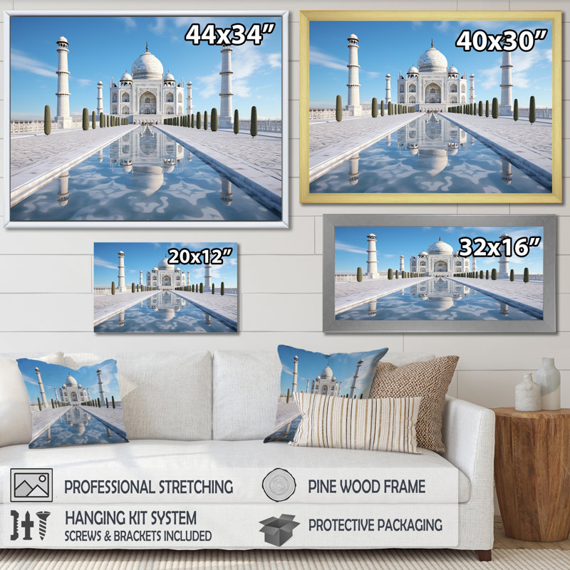 Art de l'Islam Taj Mahal II, H 34 po x l 44 po x P 1,5 po, Cadre flottant blanc