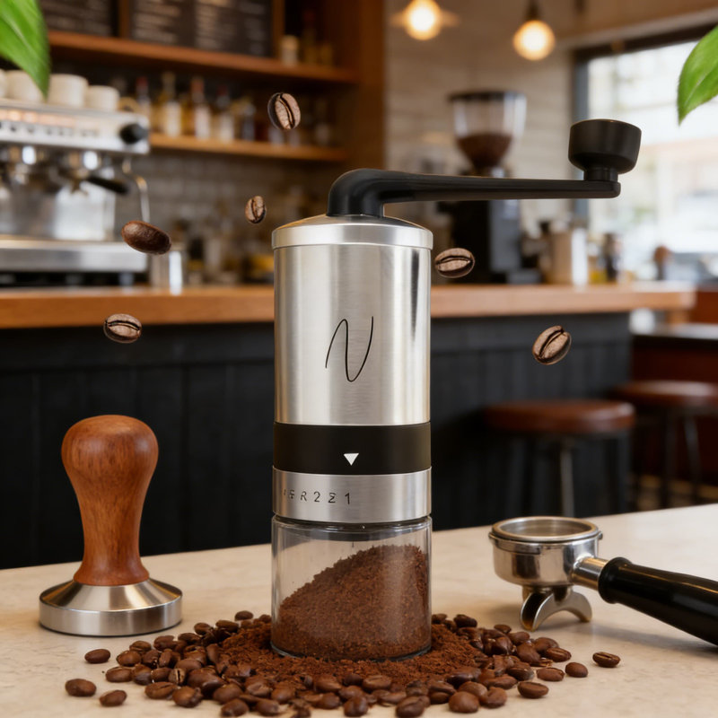 Manual Coffee Grinder With Conical Burr - 6 Adjustable Settings For Espresso, French Press, Pour Over - Portable Stainless Steel Hand Crank Mill For Quiet Home And Travel Use