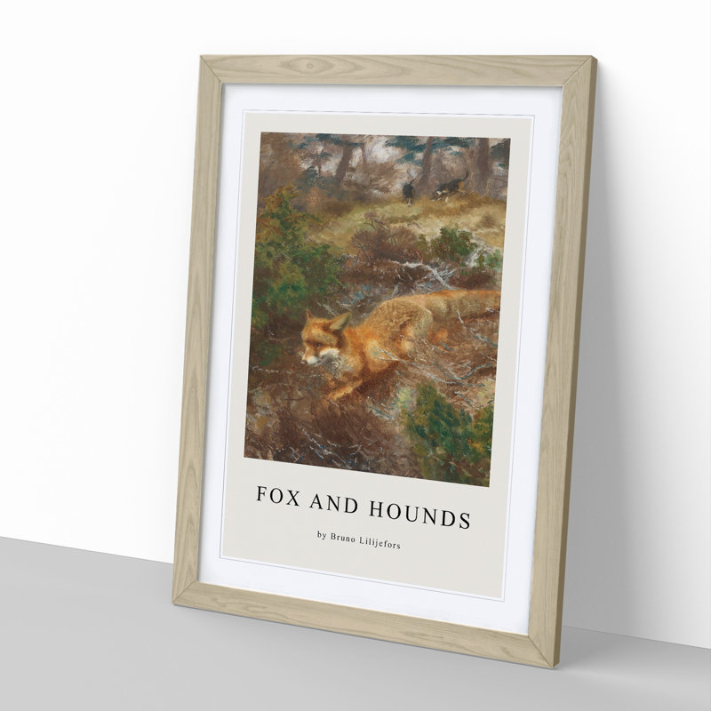 Fox And Hunting Dogs Vol.1 by Bruno Liljefors - Single Picture Frame Print, Oak Framed, 65cm H x 48cm W x 2cm D