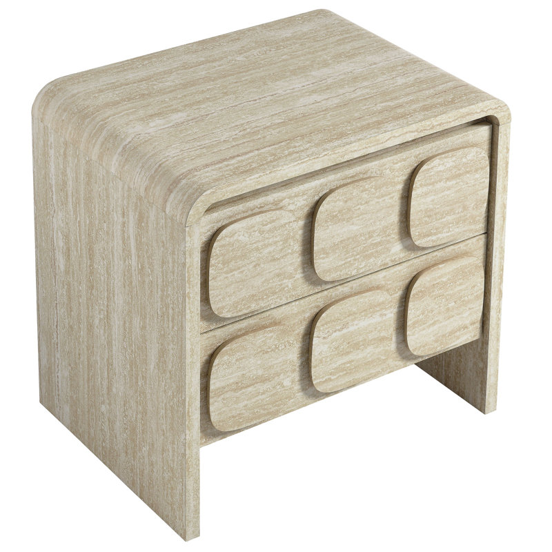 Toscana 2-Drawer Nightstand In Travertine