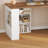 74.8"H Bookcase and Desk Combination with Mobile Desk, Flexible Pairing Options, White & Wood Finish 