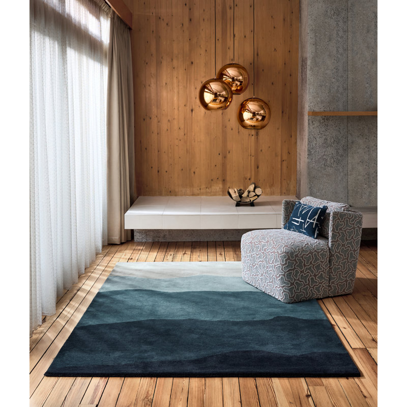 Sedimentary Handmade Wool Abstract Area Rug, Midnight, Rectangle 8'2 x 11'6