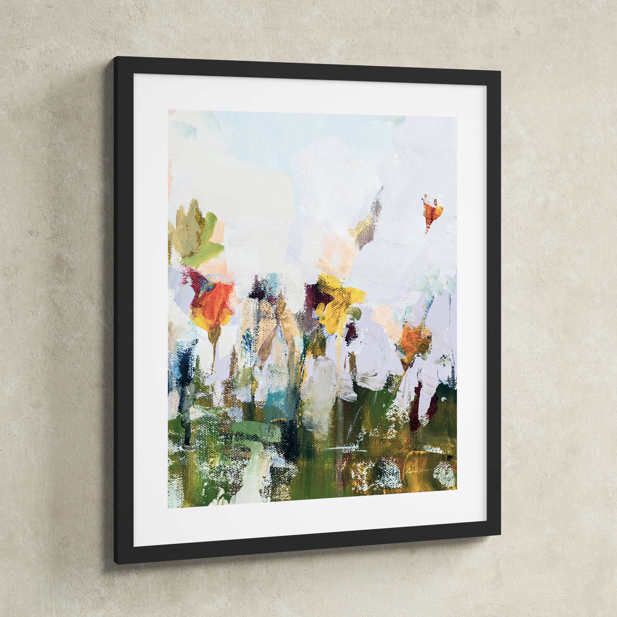 Spontaneous Summer Flowers by Pamela Munger, 25.17" H x 21.17" W x 0.88" D, Black