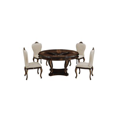 Athena Round Walnut Wood Dining Table
