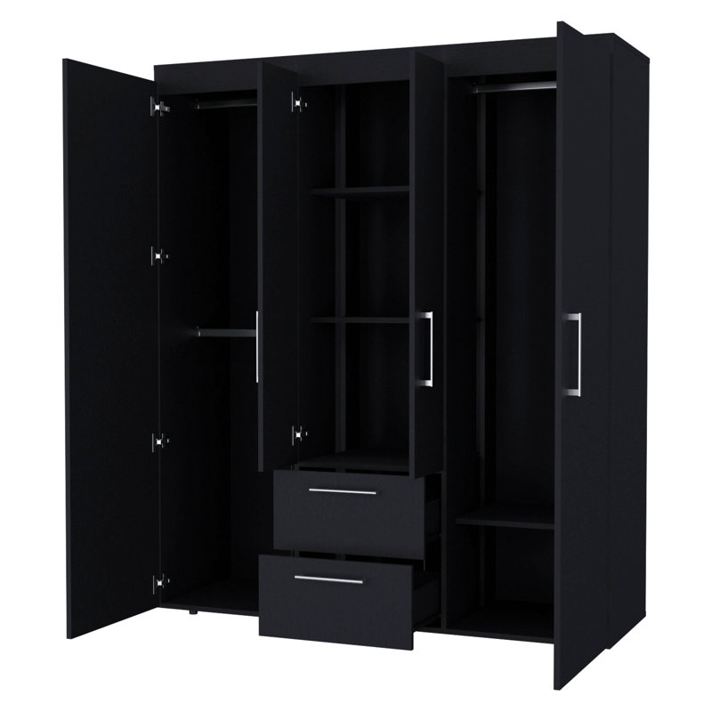 Armoire 2 portes noire tout-en-un