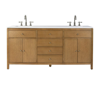 Celine 72 in Double Sink Bathroom Vanity with Quartz Top