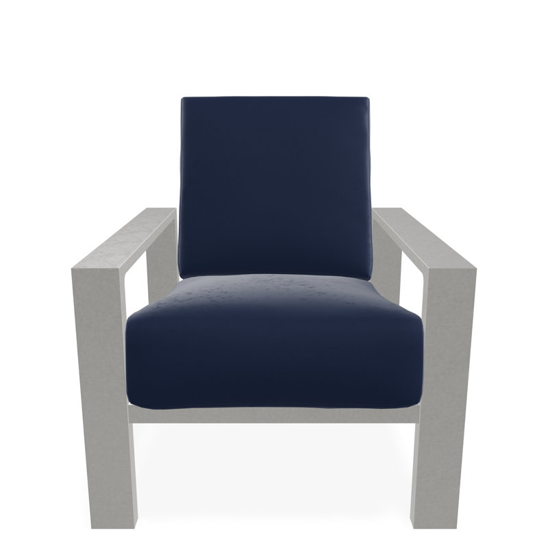 Larssen Outdoor Lounge Chair, Snow, Canvas Navy Sunbrella® Canvas