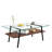 Modern Rectangle Coffee Table With Tempered Glass Top And Metal Legs, Stylish And Functional For Any Living Room.-64930698-64930696