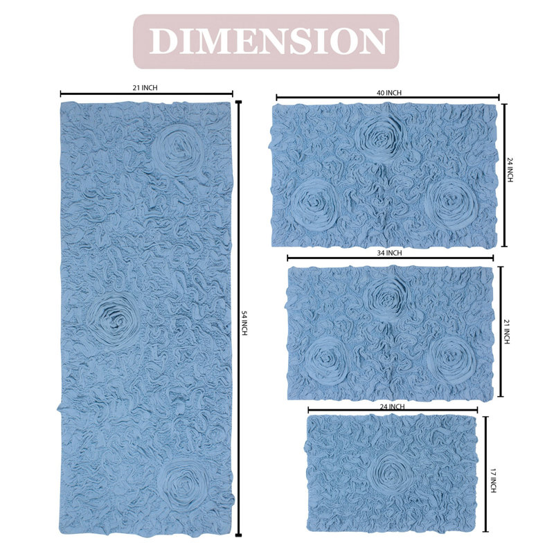 Ensemble de tapis 100% coton Dobrinsky, Bleu ciel