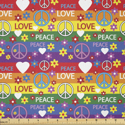 Decan Heart Peace Flower Power Hippie Multi-Purpose Fabric
