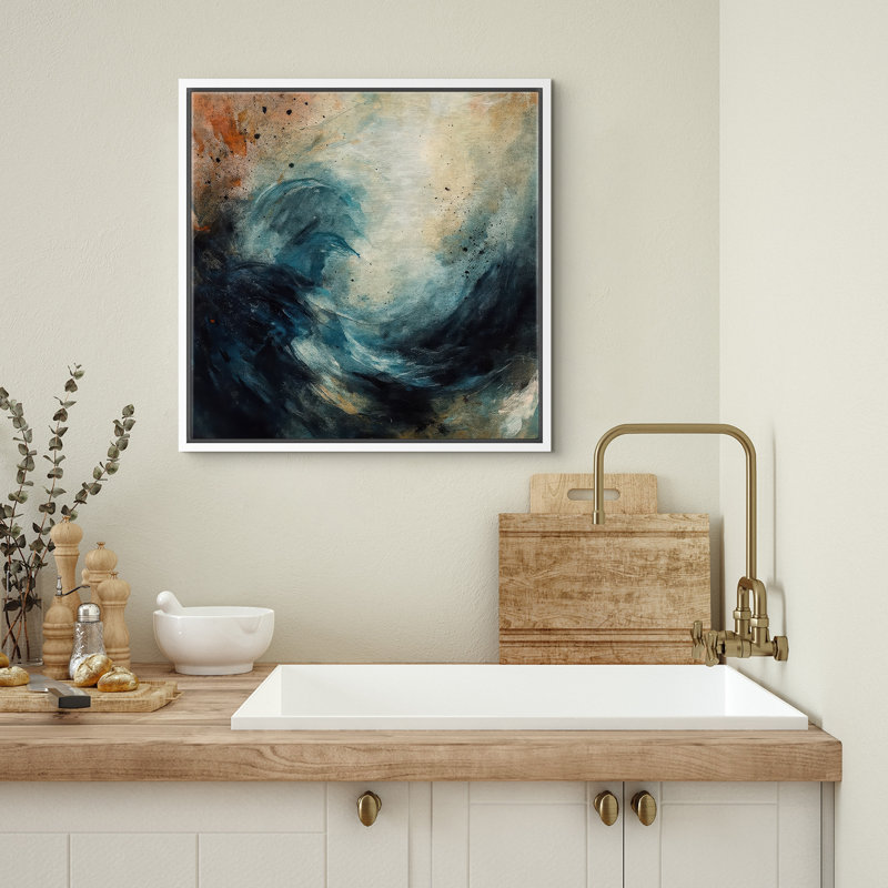 Reproduction d'art encadrée sur toile pour décor moderne neutre, H 16 po x l 16 po, Blanc