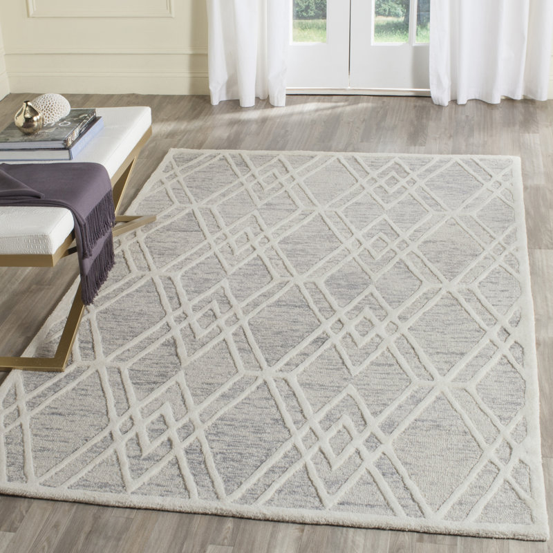 Tapis géométrique en laine touffeté à la main Deedgra, Rectangle 4 pi x 6 pi
