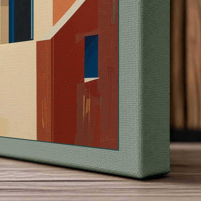 Stacked Architecture Geometric - Wrapped Canvas, 30x20 - 76.2 x 50.8 cm, Sage Border