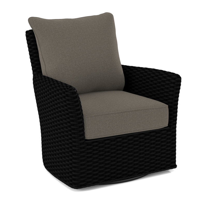 Lanai Upholstered Swivel Armchair, Gray Sugar Performance; 0863-84, Black