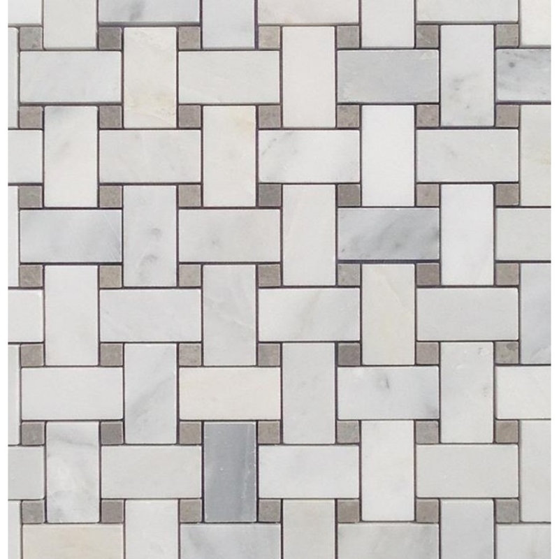 String Asian Statuary Basketweave 12 in. x 12 in. Honed Mesh-Mounted Mosaic Tile