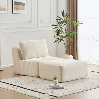 Canapé modulaire en mousse à mémoire de forme moderne modulaire Cloud avec repose-pieds mobile sans assemblage, beige