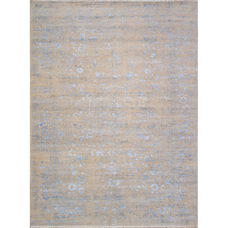 Transitional Beige/L. Blue Area Rug