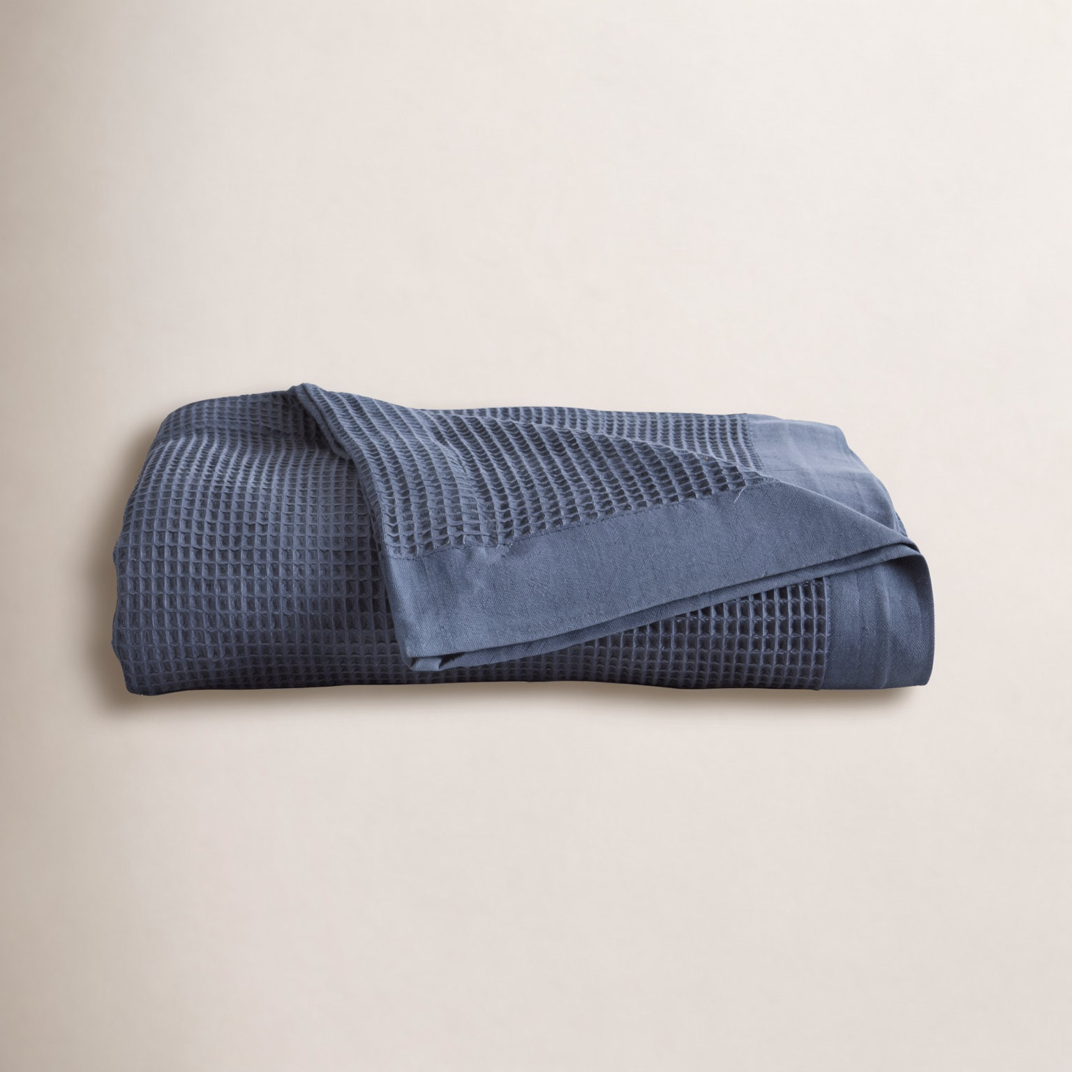 100% Cotton Lightweight Waffle Weave Summer Blanket, King, Ocean Blue