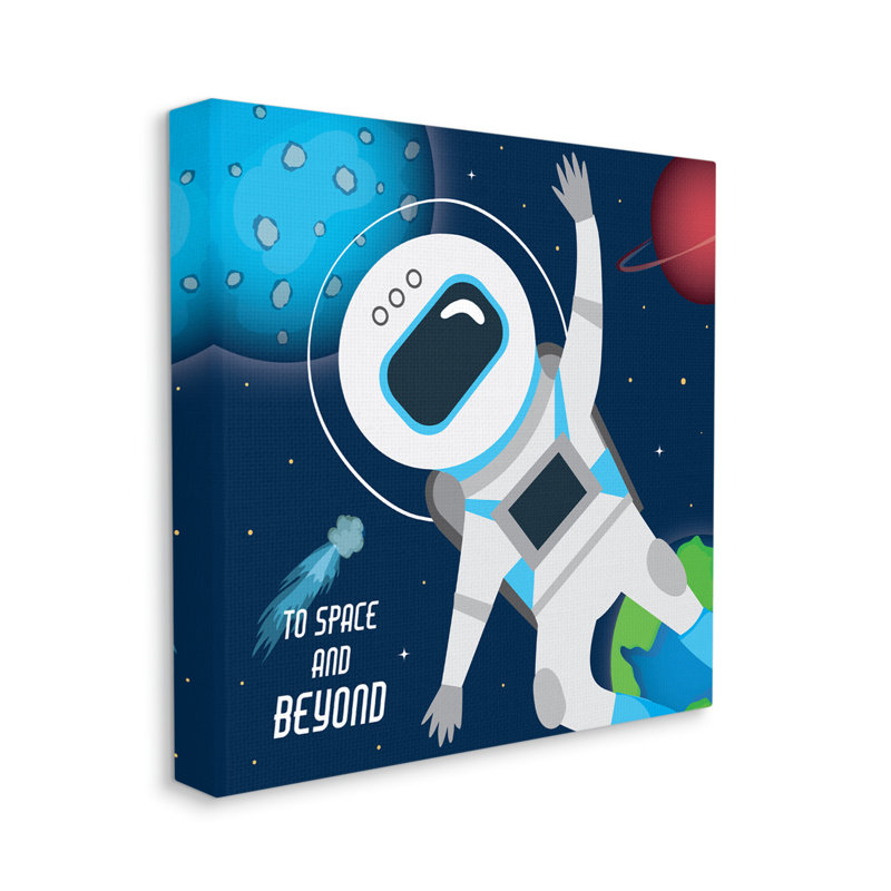 To Space and Beyond, comète bleue, astronaute, vague - impression, H 36 po x l 36 po x P 1,5 po, Toile tendue