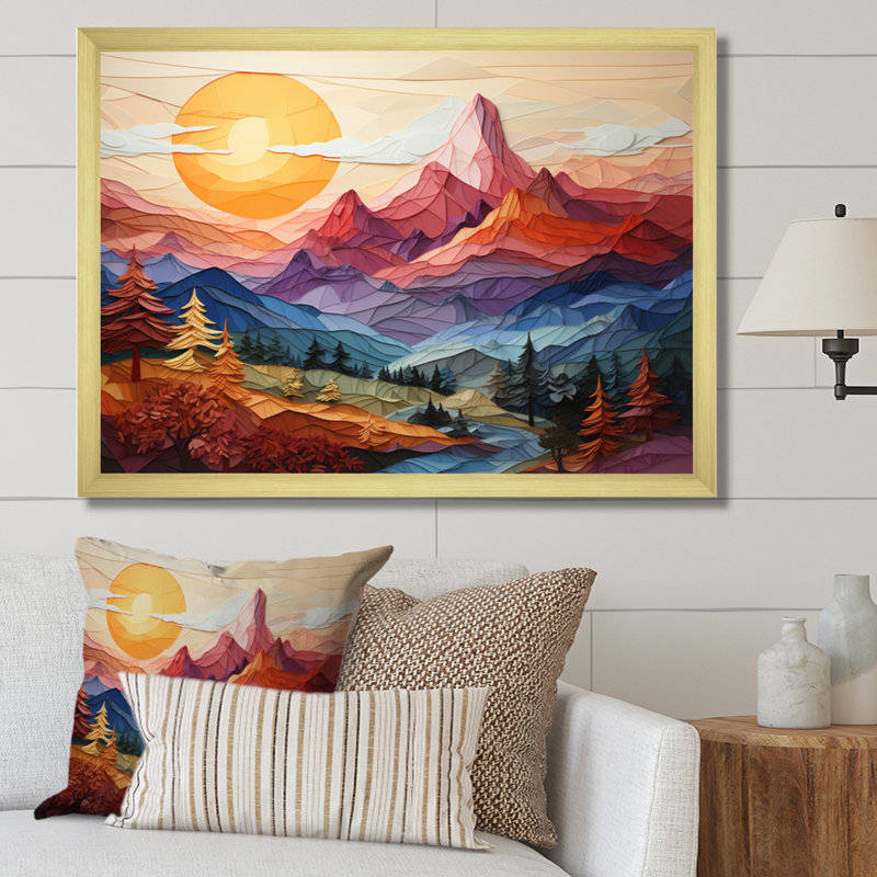 " Colourful Mountains Sharp Peaks II ", H 34 po x l 44 po x P 1,5 po, Cadre doré à une seule photo
