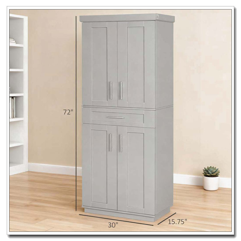 Armoire autoportante moderne Kitchen Pantry, Gris