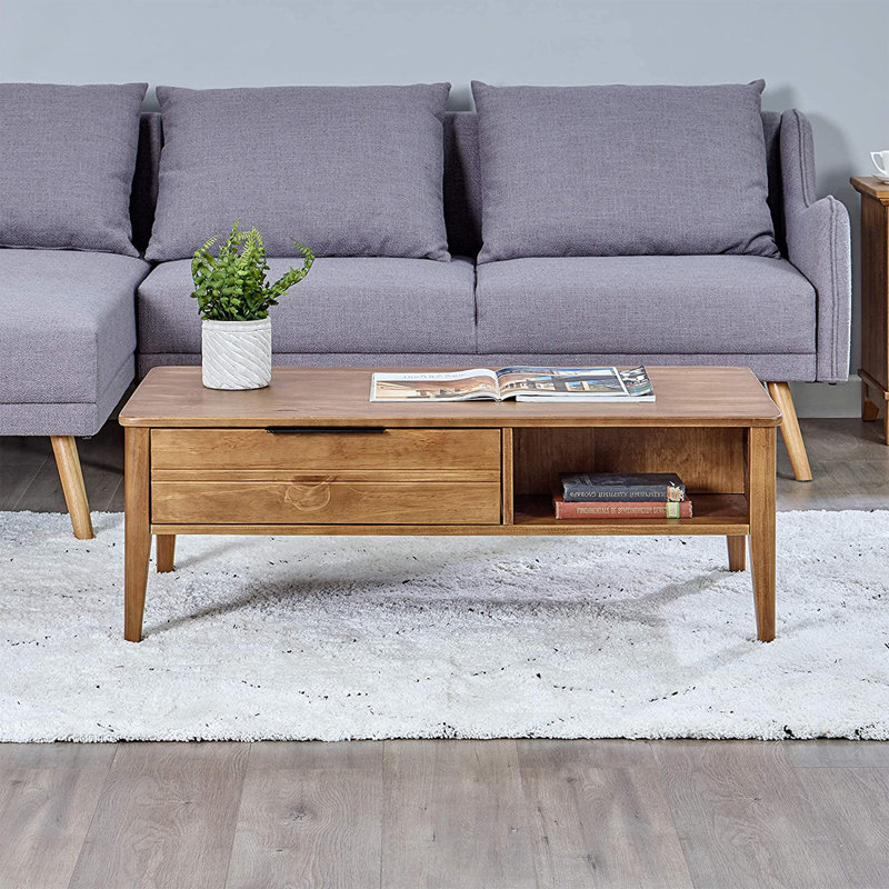 Table de bout en bois massif avec rangement