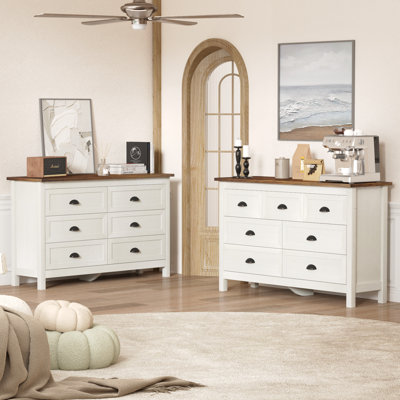Commode 6 et 7 pour la chambre à coucher, commode blanche moderne avec tiroirs, commode large avec poignées en métal blanc