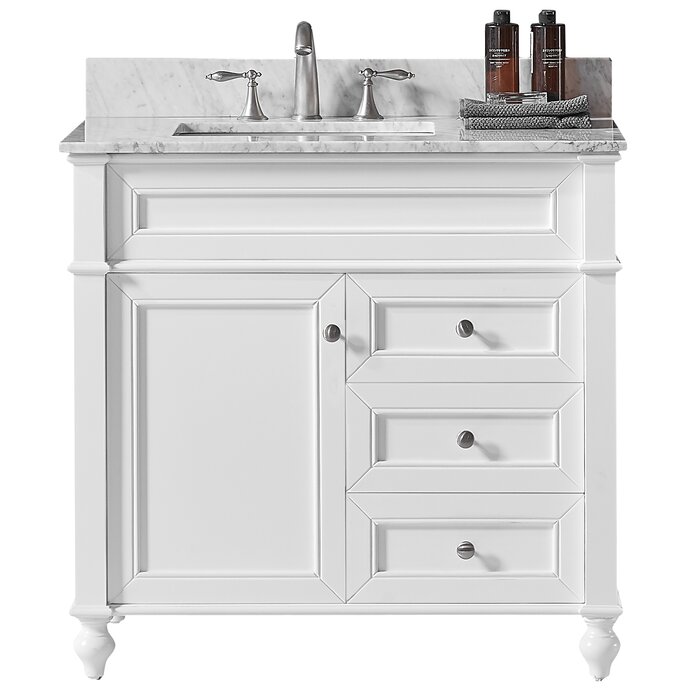Alcott Hill® Pearcy 36'' Single Bathroom Vanity with Marble Top | Wayfair