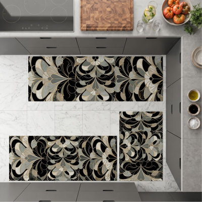 Tapis de cuisine lavables antidérapants à motif floral