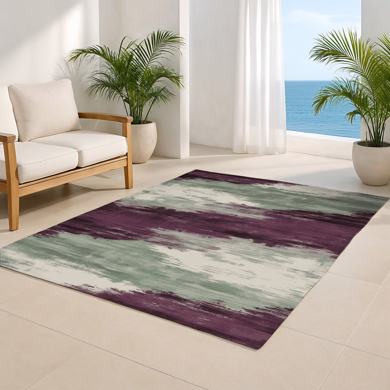 Tapis intérieur et extérieur brun Watercolor, Rectangulaire 2 pi x 3 pi