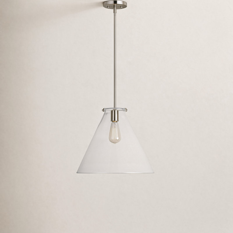 Luminaire suspendu conique à 1 lumière Catryn, Nickel brossé