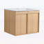 Meuble-lavabo mural avec lavabo, portes à fermeture douce, rangement peu encombrant-126671657