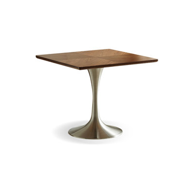 Dark walnut Gold Rectangular Solid Wood Stainless steel Dining table