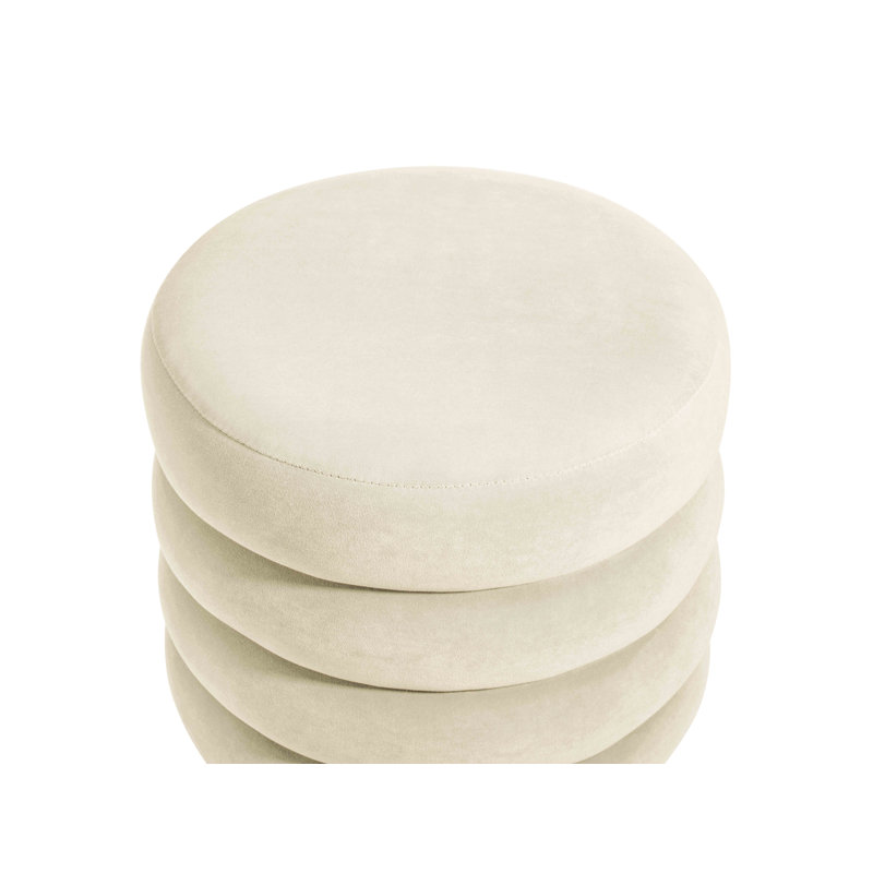 Repose-pieds standard rond 16,2" velours Fiqueroa, Beige, Or