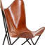  Fauteuil papillon brun en cuir véritable-1850818370