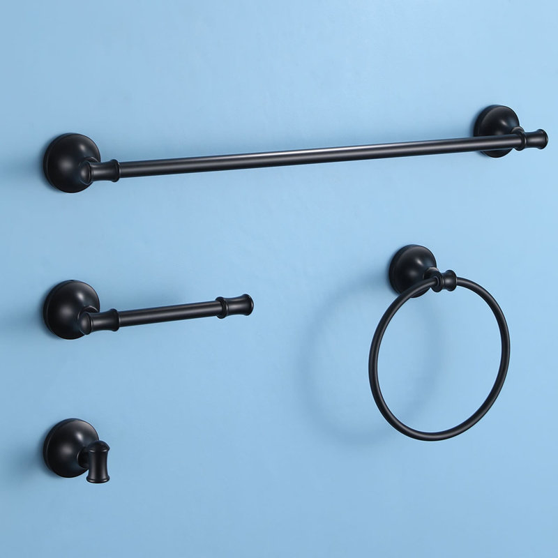 4 - Piece Bathroom Hardware Set, Matte Black