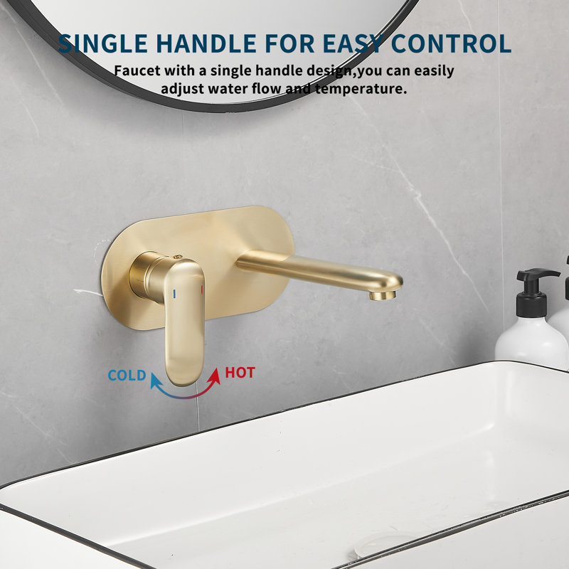 Wall Mounted Optional Bathroom Faucet, Brushed Gold