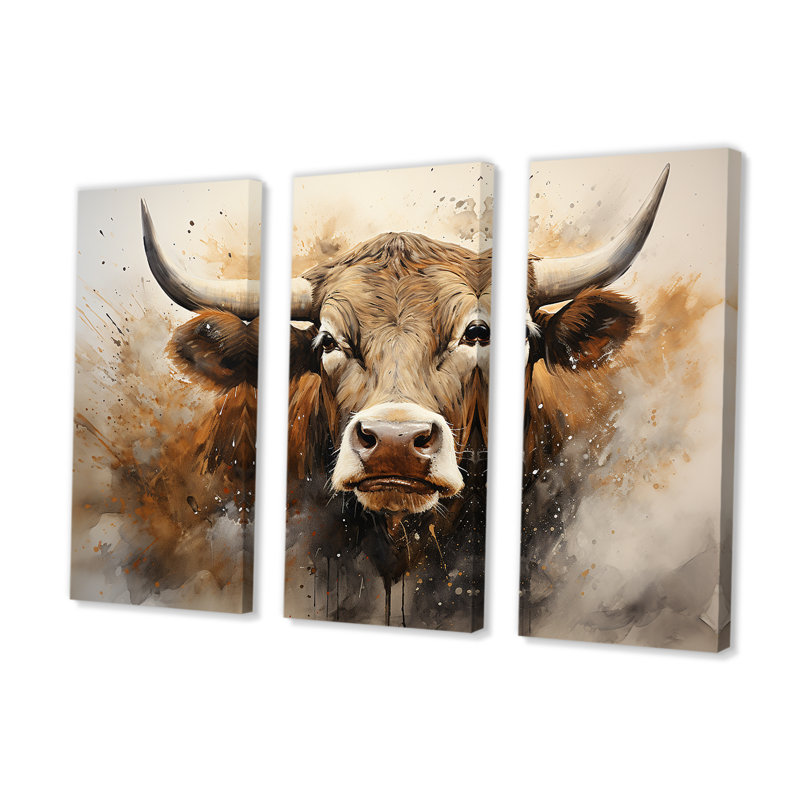 Portrait de vache dans des tons sépia I - ensemble d'art sur toile de vache, H 40 po x l 60 po