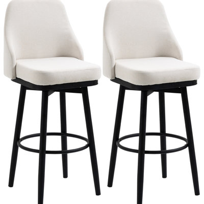 2 pièces, mouvement rotatif à 360 °, siège d'une hauteur de 29,5 po, chaises rembourrées blanc crème avec base et repose-pieds en acier, mode agréable à 2 rotations, assise, structure élégante
