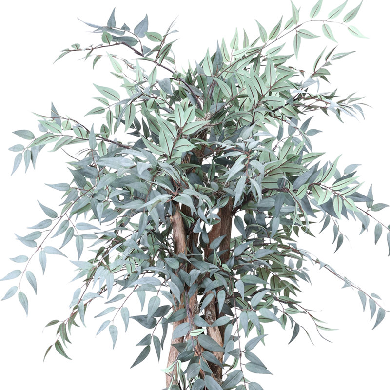 6.5' Faux Italian Ruscus Tree in Seagrass-Wrapped Pot, 58" H x 37" W x 37" D