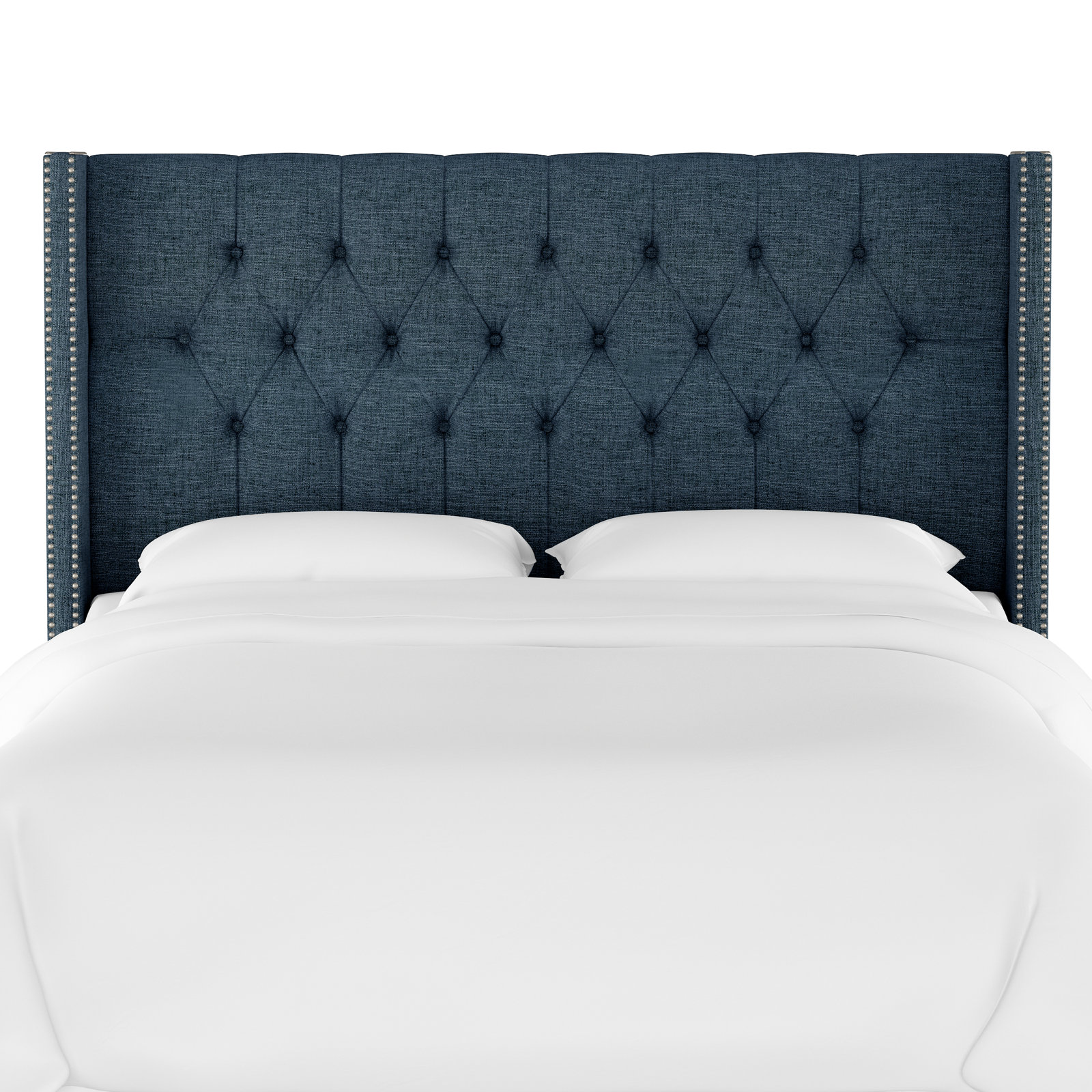 Knighten Upholstered Headboard, Twin, Zuma Navy Textured Linen