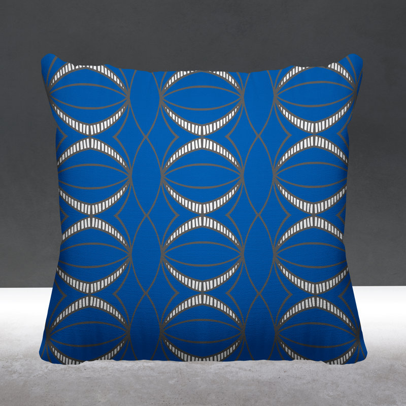 Samira Abstract Outdoor Reversible Throw Pillow, 17H" x 17W", Blue