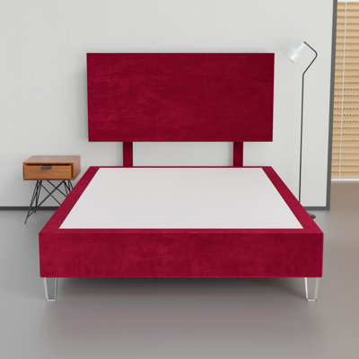 15” Premium Velvet Wood Box Spring/Bed Frame With Headboard, Durable & Stylish Acrylic Legs, Multi Color Options