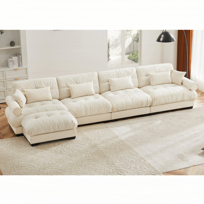 Super Comfort Oversized Modular Sectional Sofa Couch With Movable Ottoman,Corner Sectional With Bolstered Armrests, Deep Seat Cloud Couch, Convertible L Shaped Couch