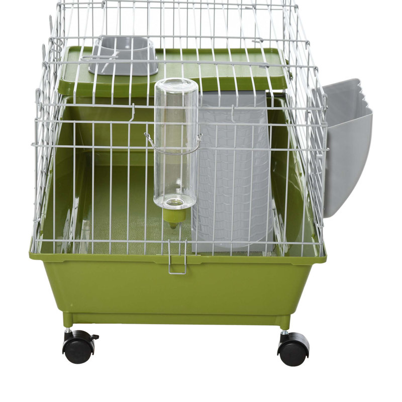 Cage polyvalente pour petits animaux avec accessoires complets pour animaux heureux, Vert