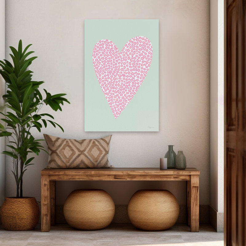 Cœur rose tacheté, H 32 po x l 48 po