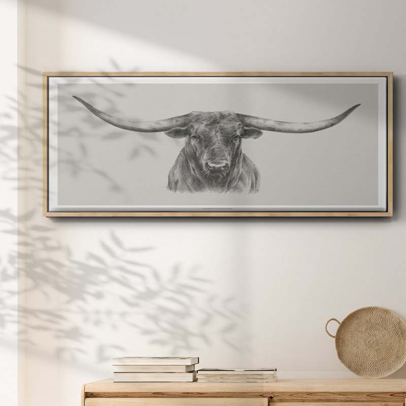 Longhorn Bull- Framed Canvas